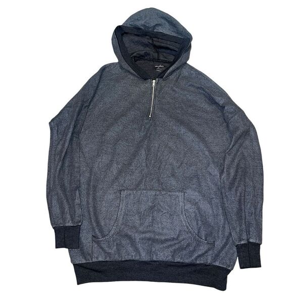 Alya Sweaters - Alya Women's Medium 1/4 Zip Pullover Tunic Hoodie Gray Fleece Pouch Pocket Yoga